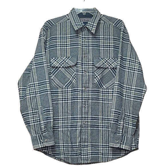 David Taylor Men's Blue Plaid Long Sleeve Flannel Shirt  M Country Southwestern - Picture 1 of 6